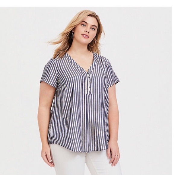 torrid Tops - Torrid Gold and Blue Striped Blouse